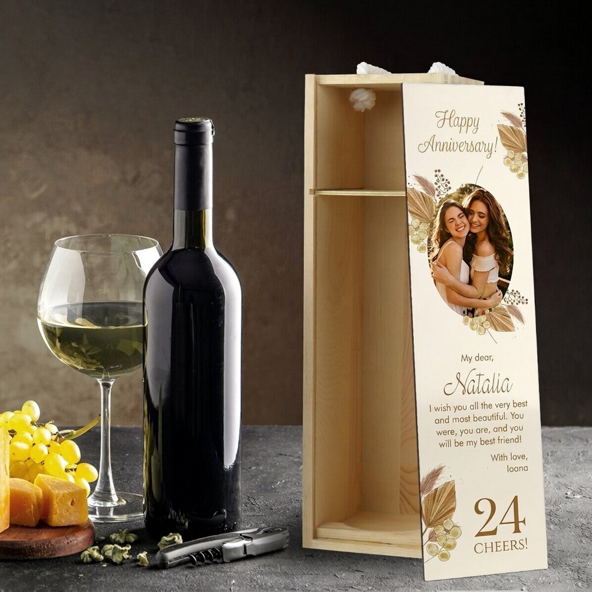 Personalised wine box with photo and text - Happy Birthday