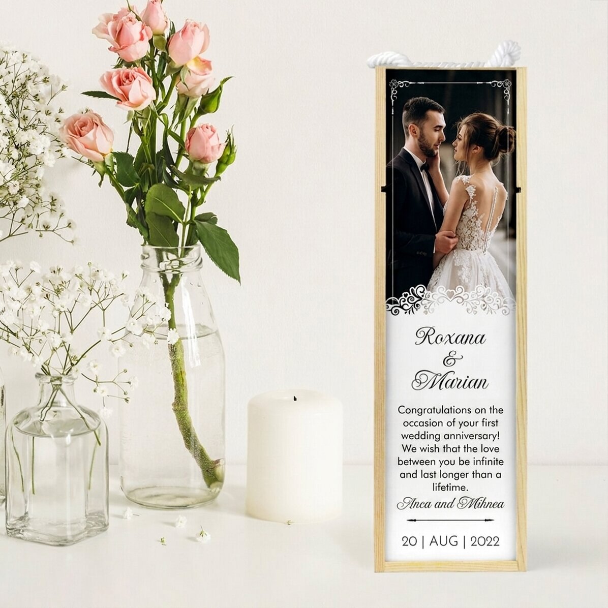 Personalised wine box with photo and text - Wedding anniversary