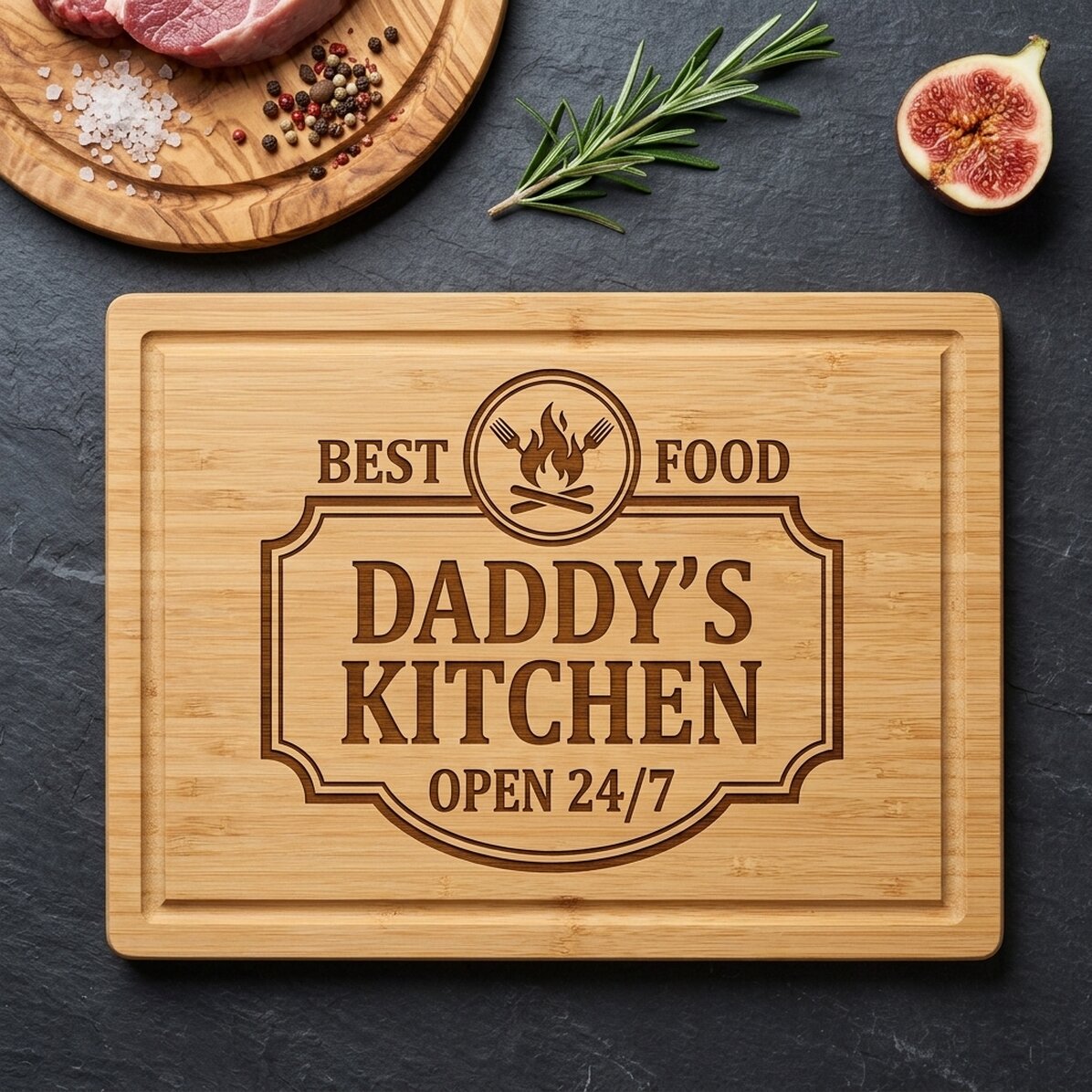 Rectangular bamboo chopping board personalised with text - Bucatar