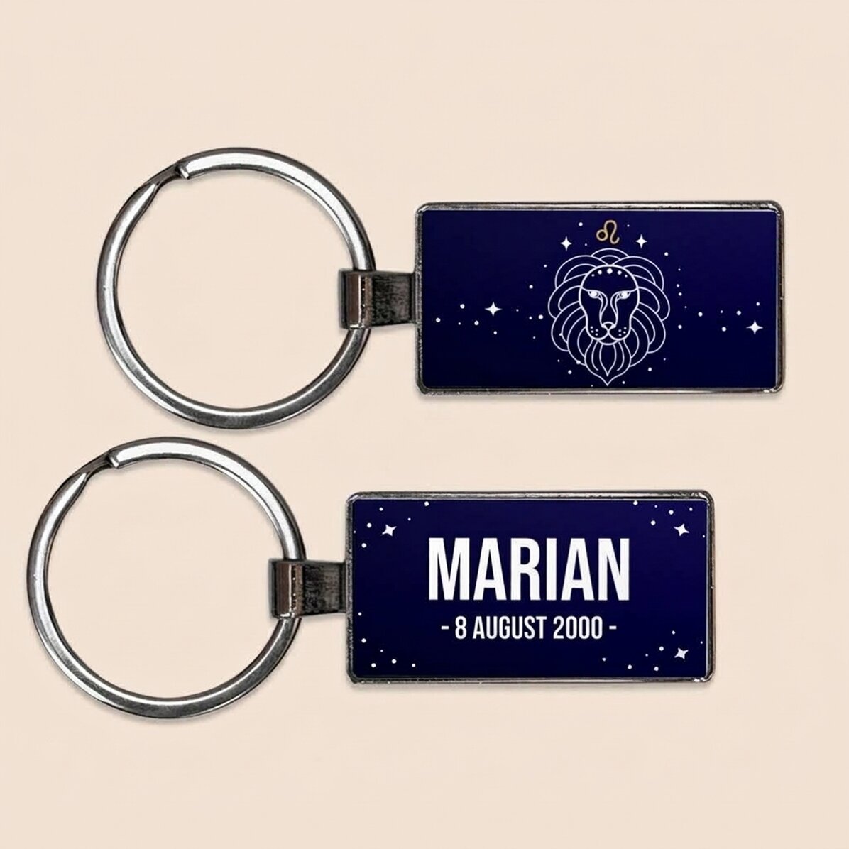 Personalised keyring with text and zodiac sign - Leo