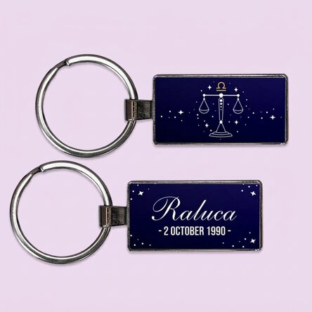 Personalised keyring with text and zodiac sign - Libra