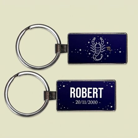 Personalised keyring with text and zodiac sign - Scorpio