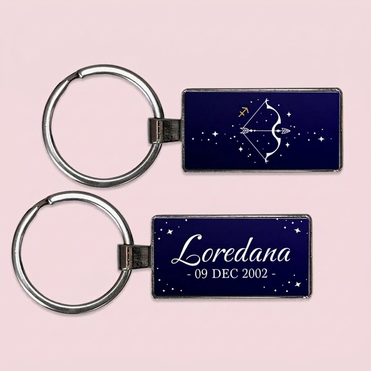 Personalised keyring with text and zodiac sign - Sagittarius