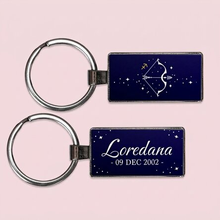 Personalised keyring with text and zodiac sign - Sagittarius