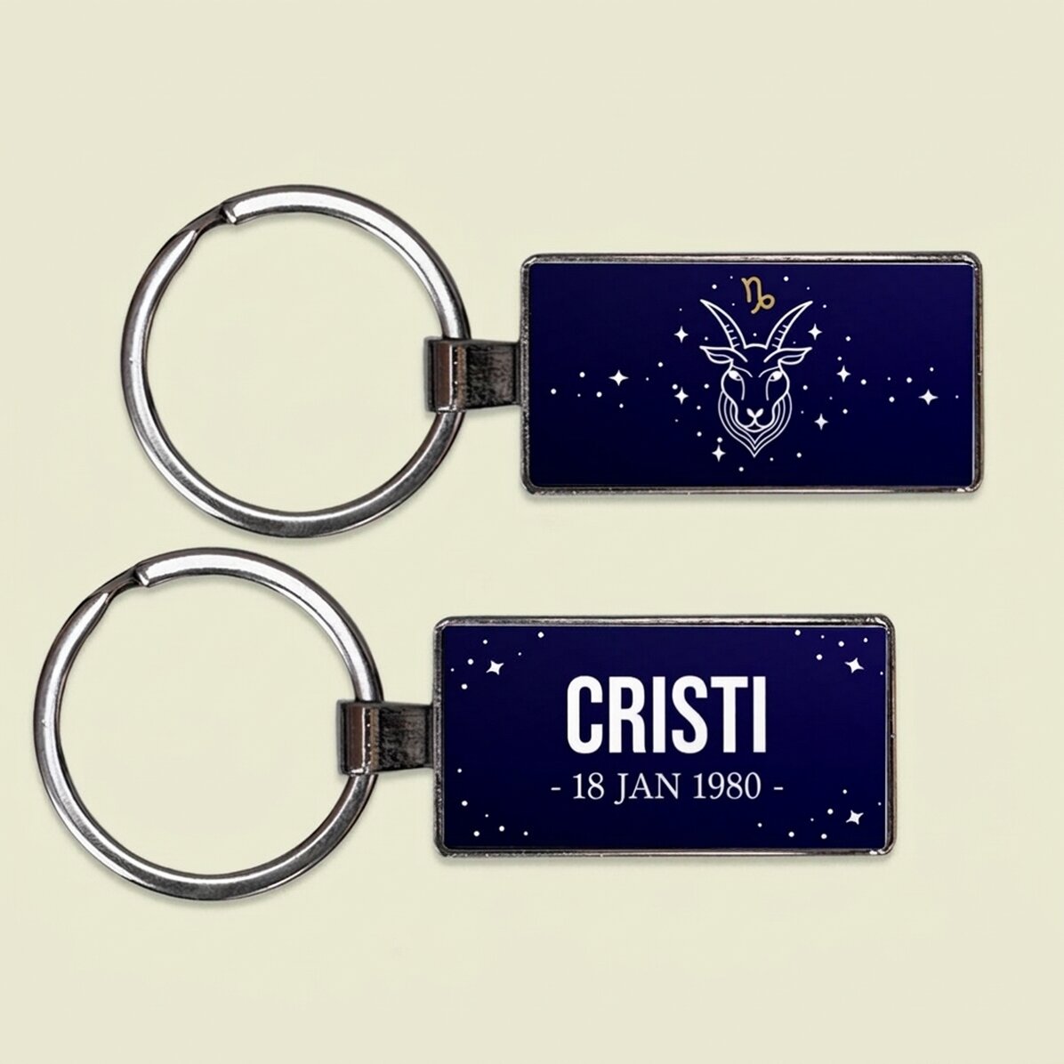 Personalised keyring with text and zodiac sign - Capricorn