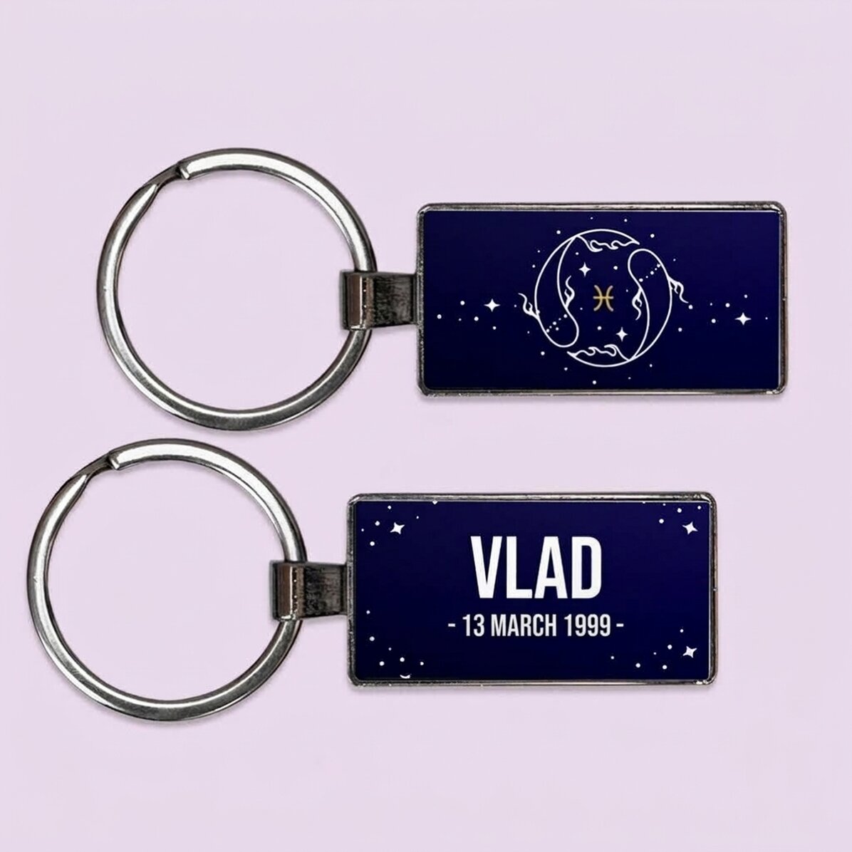 Personalised keyring with text and zodiac sign - Pisces