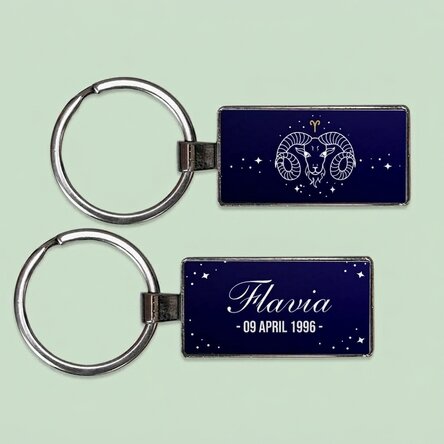 Personalised keyring with text and zodiac sign - Aries