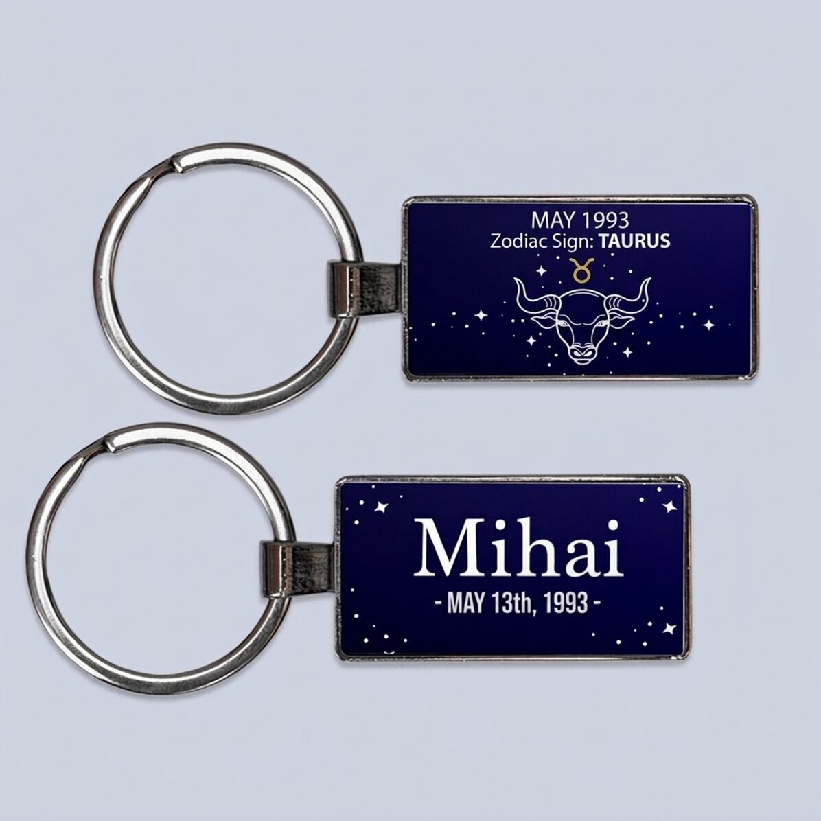 Personalised keyring with text and zodiac sign - Taurus