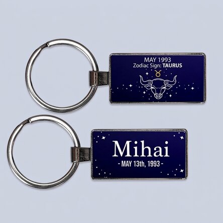 Personalised keyring with text and zodiac sign - Taurus