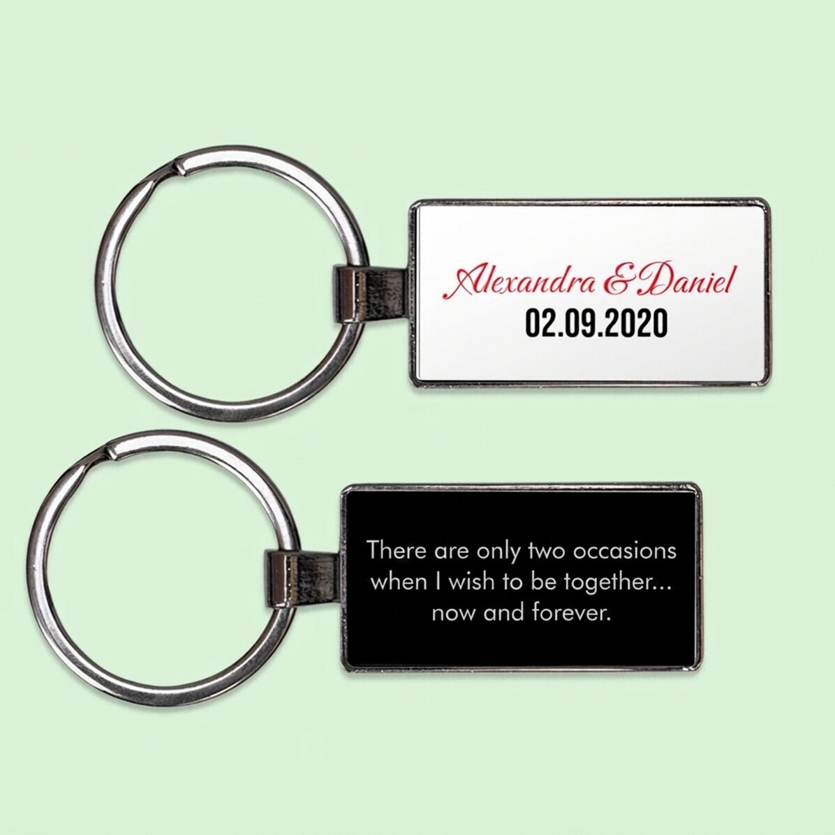 Personalised keyring with name and message
