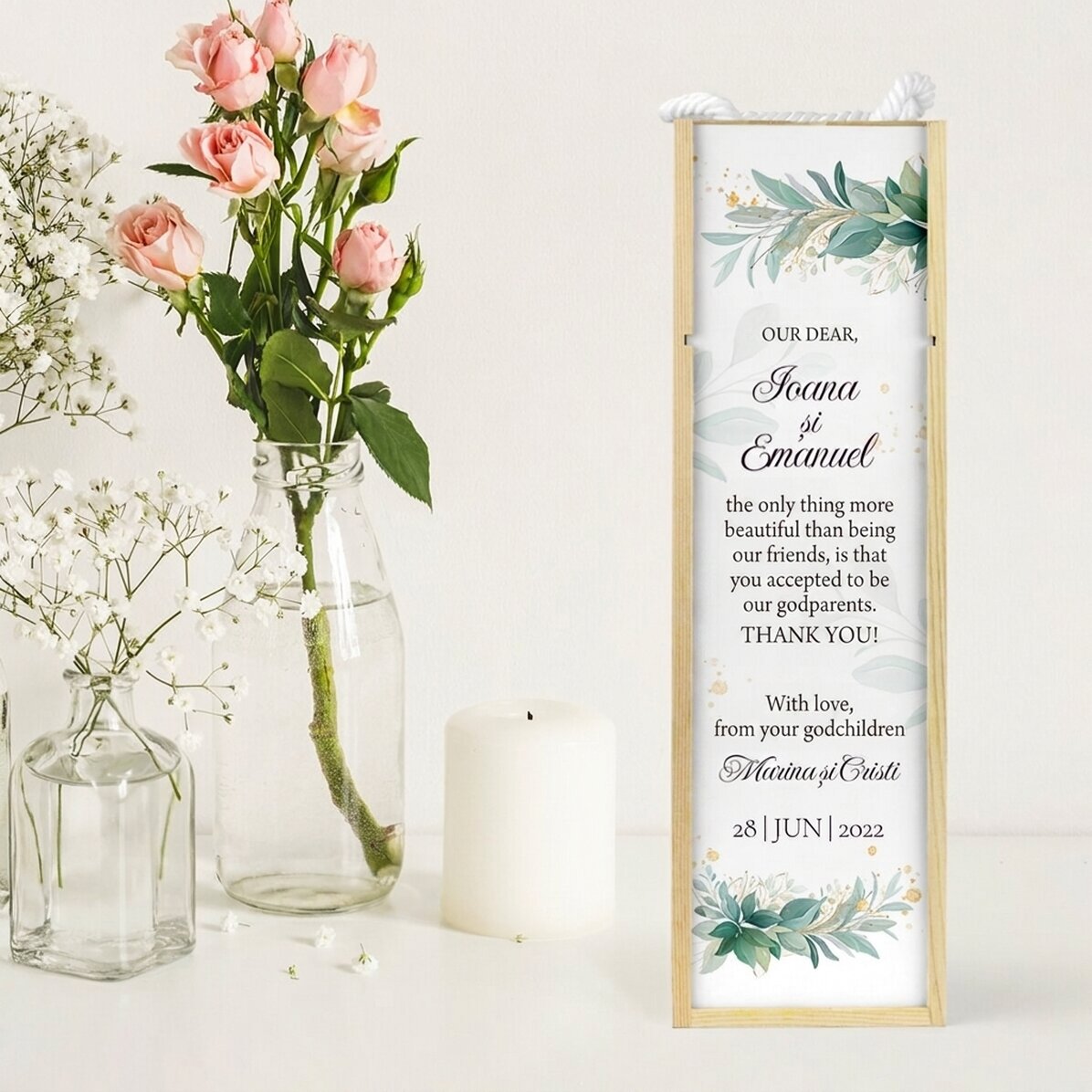 Personalised wine box with text - Message for godparents