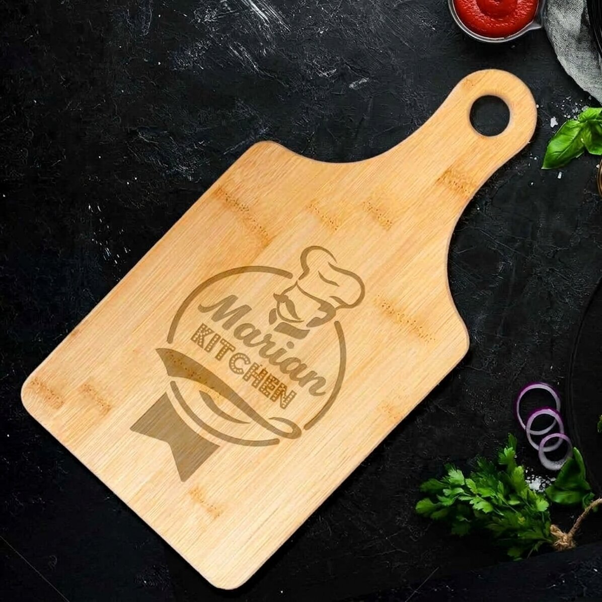 Personalised bamboo chopping board - Your kitchen