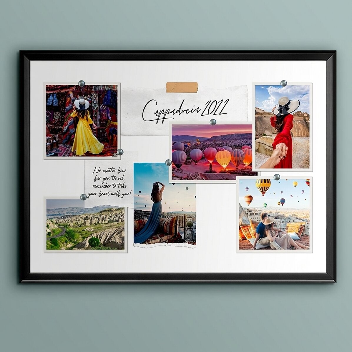 Personalised landscape canvas with 6 photos and text - Your holiday