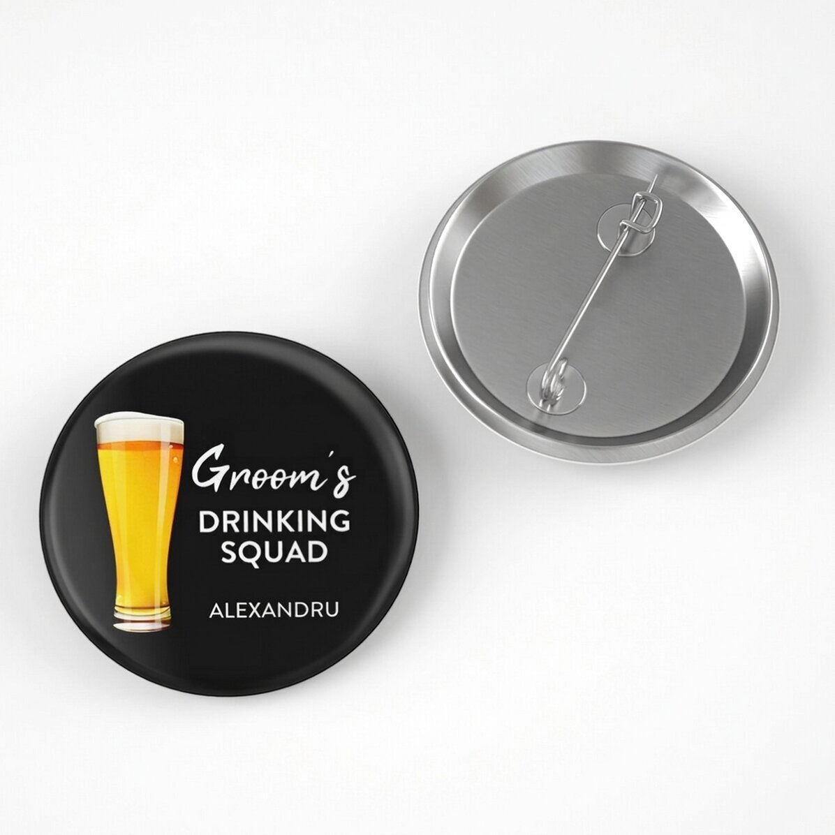 Personalised badge with text for stag parties