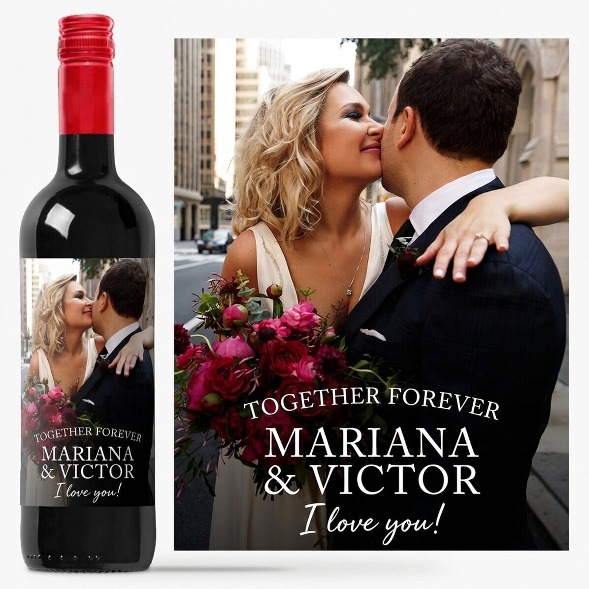 Personalised wine with text and photo - Precious moments