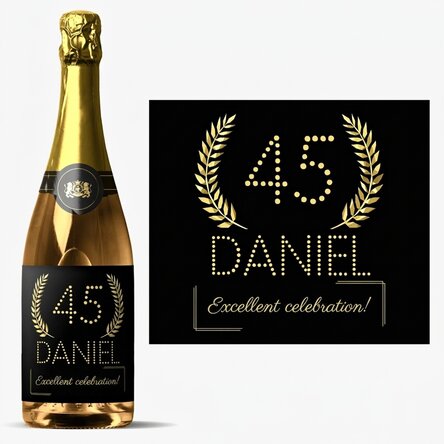 Personalised sparkling wine with text for birthdays - Gold