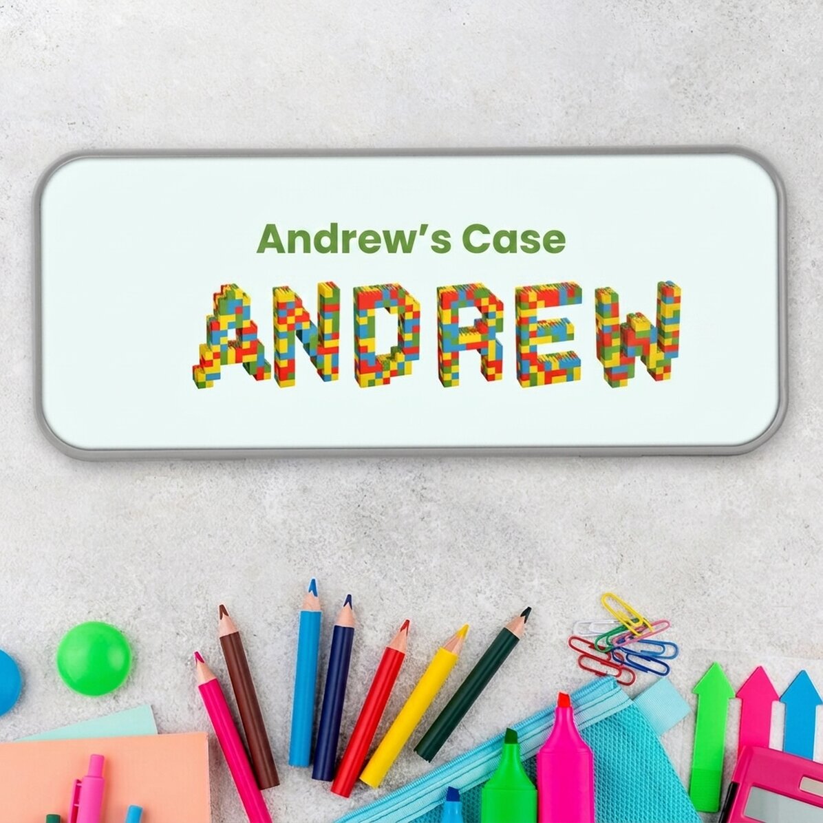 Personalised pencil case with text - Lego