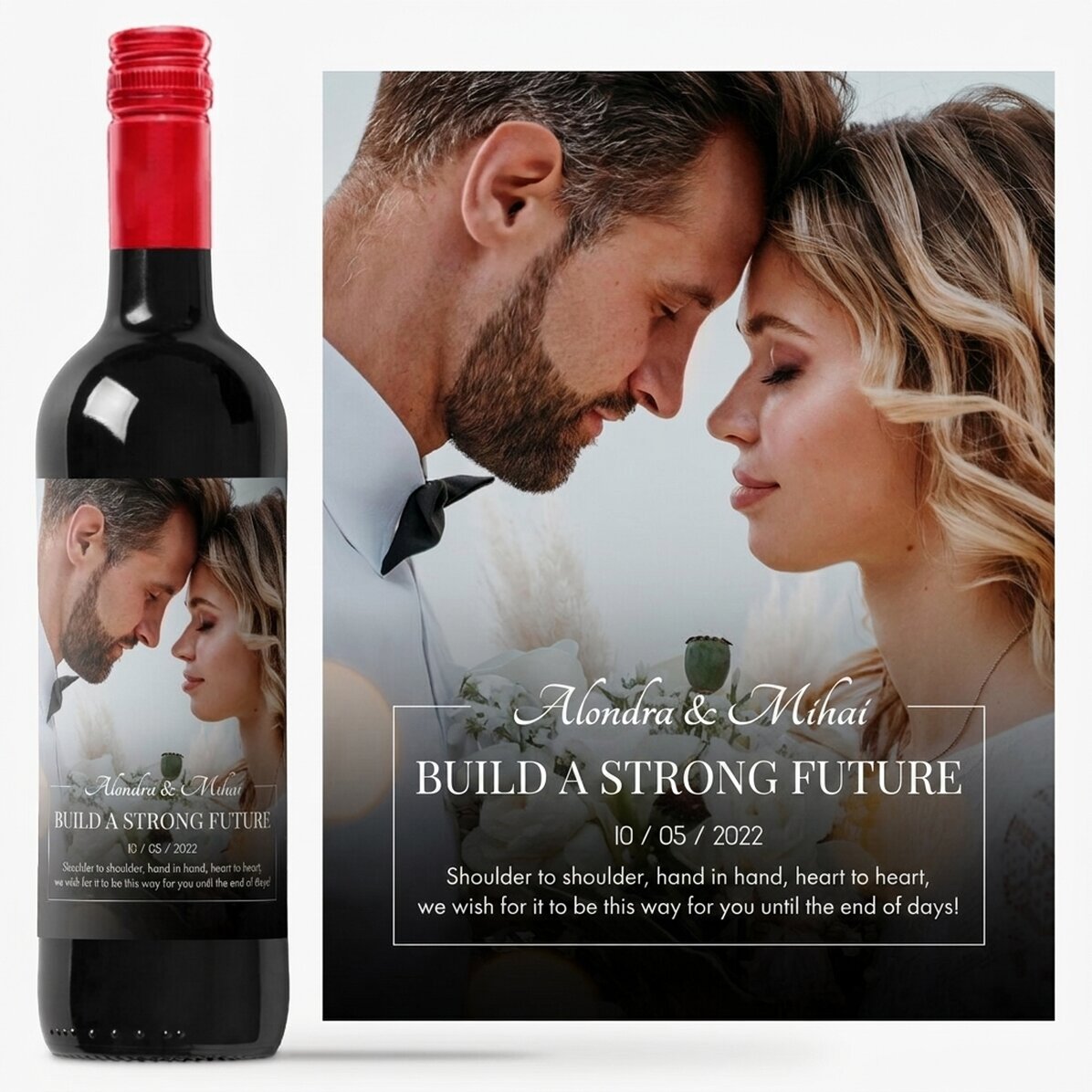 Personalised wine with message and photo - New