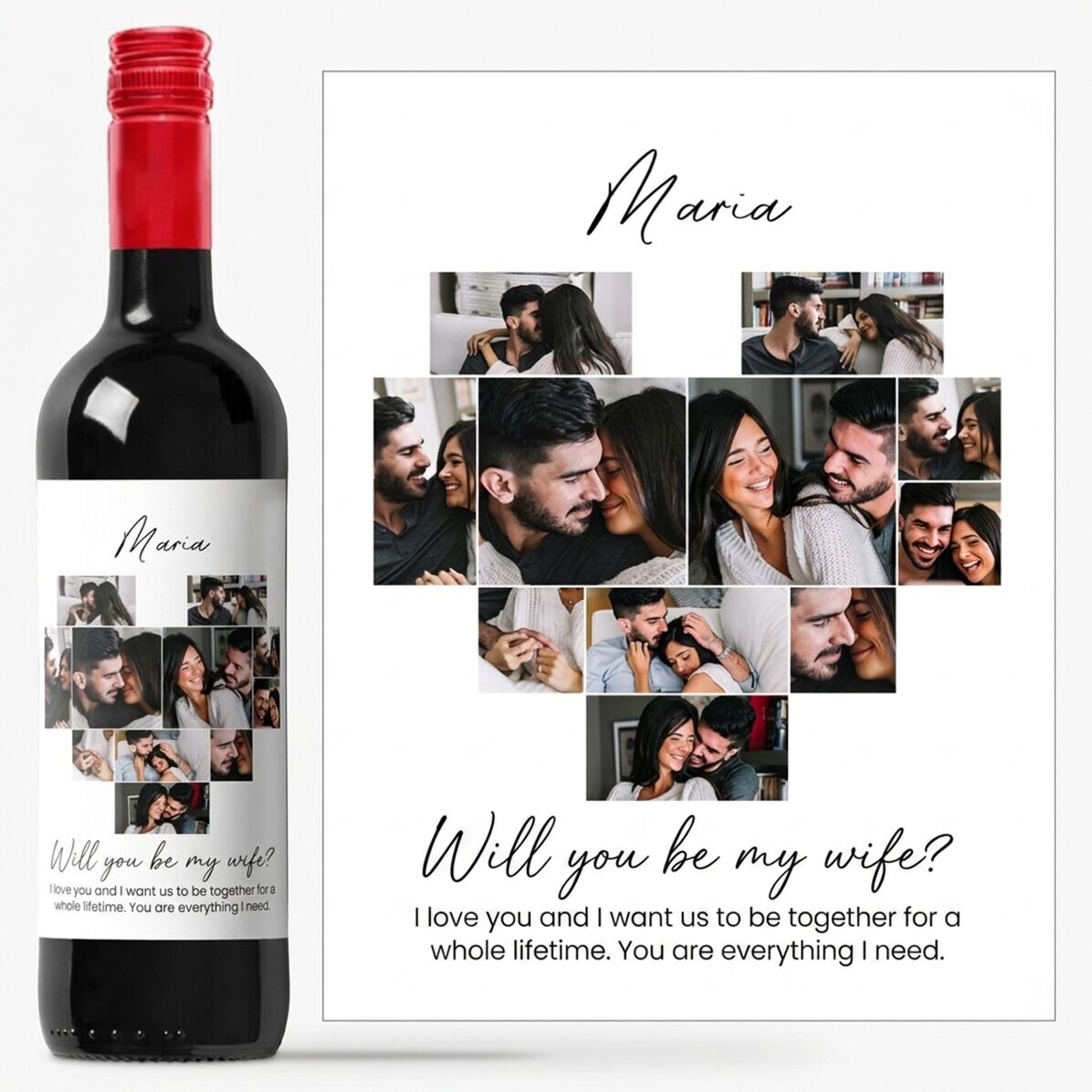 Personalised wine with 11 photos and a message - Will you be my wife?