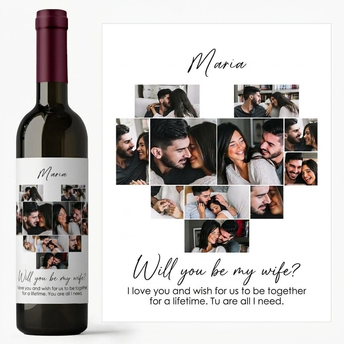 Personalised wine with 11 photos and a message - Will you be my wife?