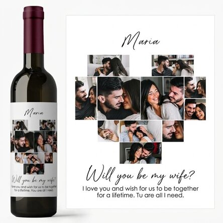 Personalised wine with 11 photos and a message - Will you be my wife?
