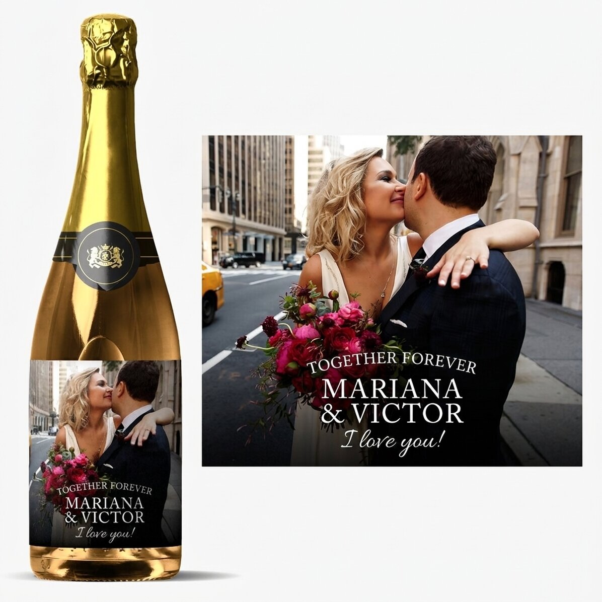 Personalised sparkling wine with photo and text - Precious moments