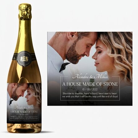 Personalised sparkling wine with message and photo - New