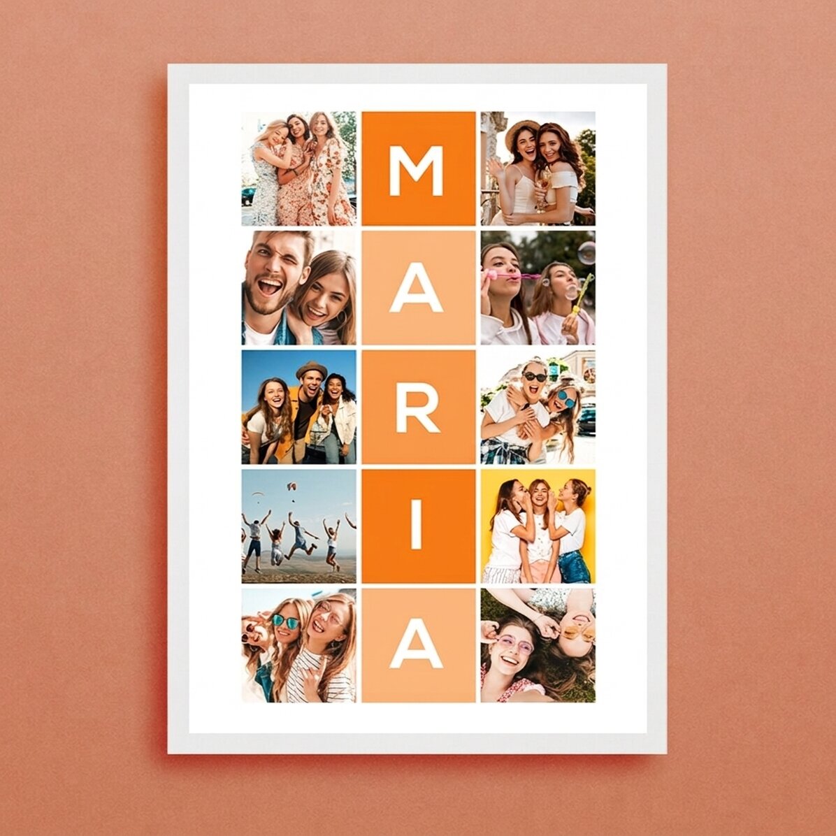 Personalised canvas with 10 photos and a 5-letter name
