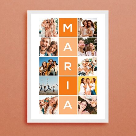 Personalised canvas with 10 photos and a 5-letter name