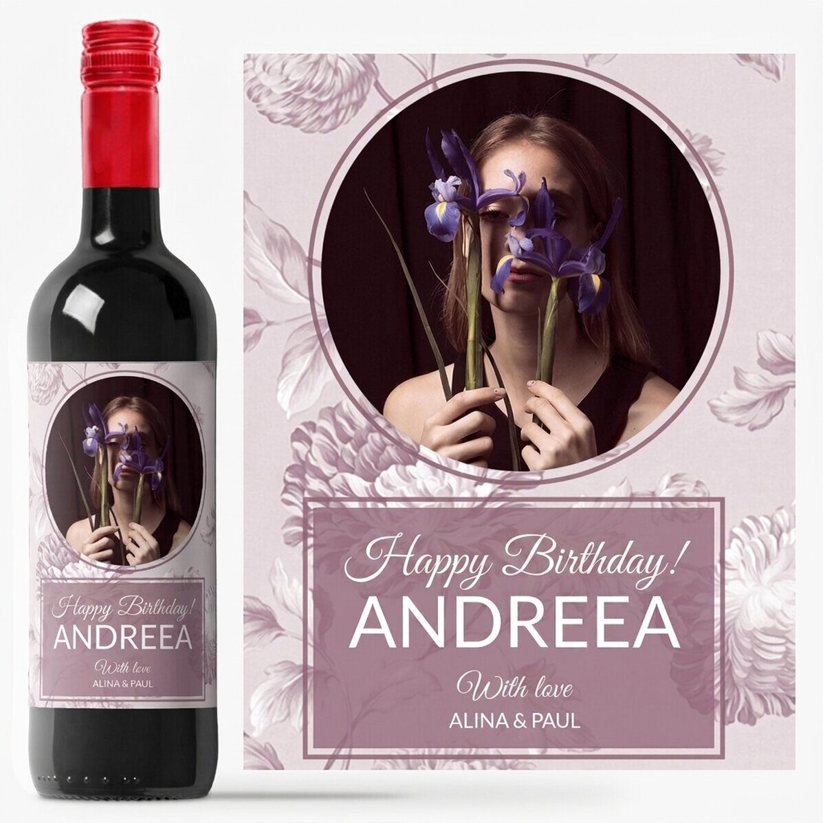 Personalised wine with a photo and message - Name Day
