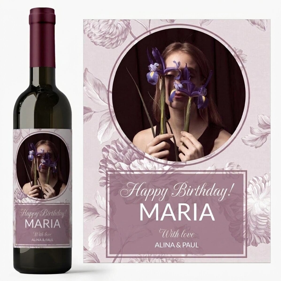 Personalised wine with a photo and message - Name Day