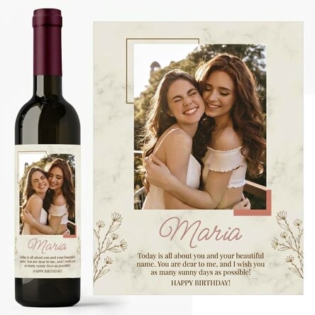 Personalised wine with a photo and message - For her