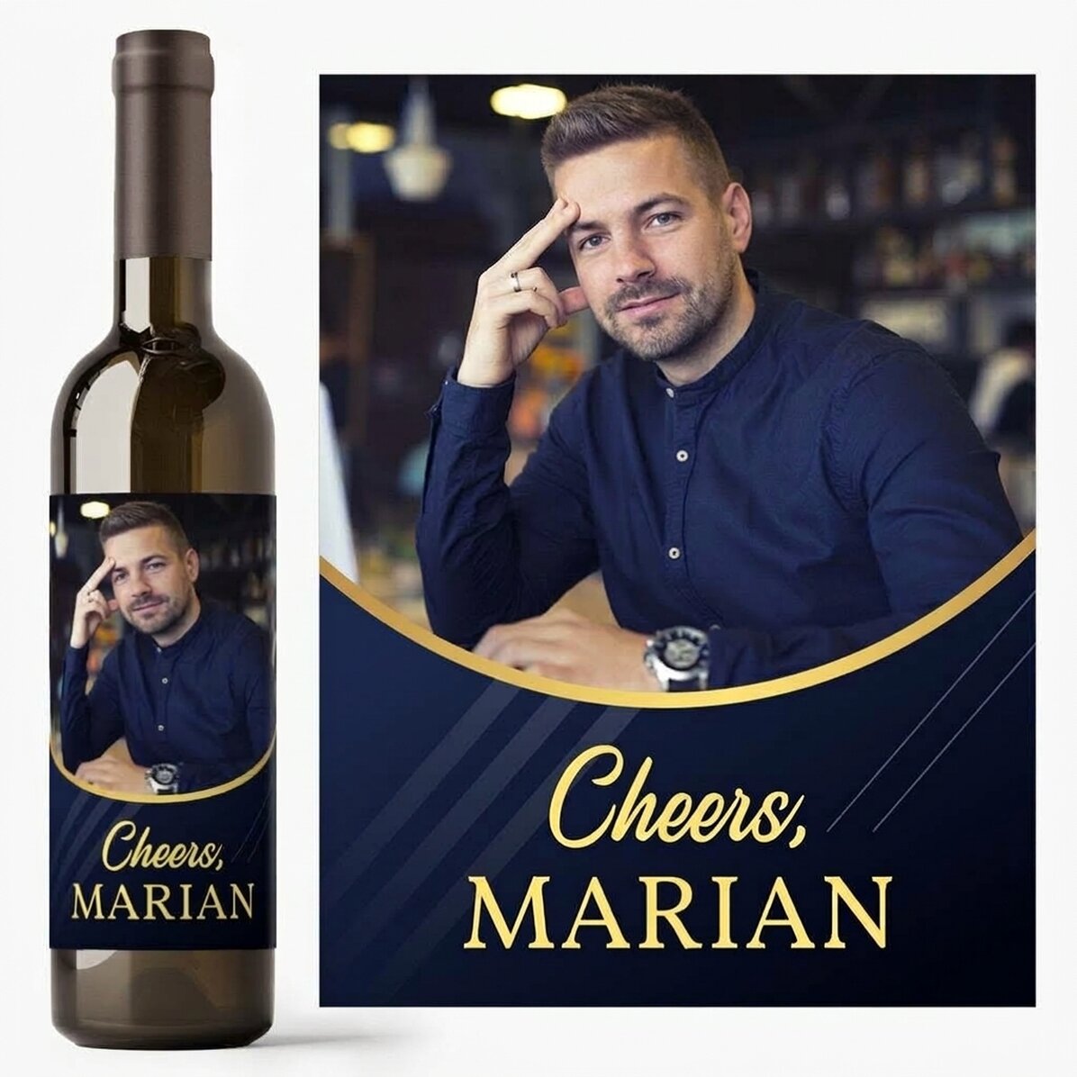 Personalised wine with a photo and message - For him