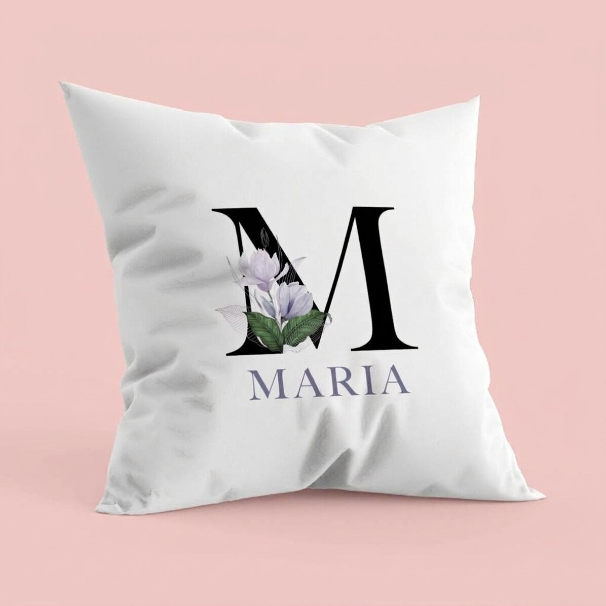 Personalised cushion with initial and name