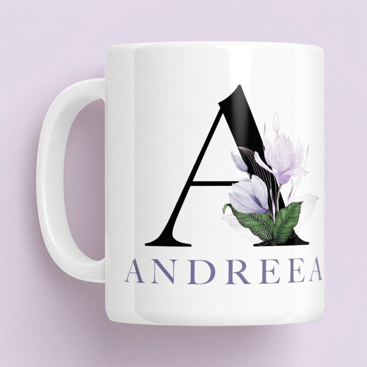 Personalised mug with initial and name