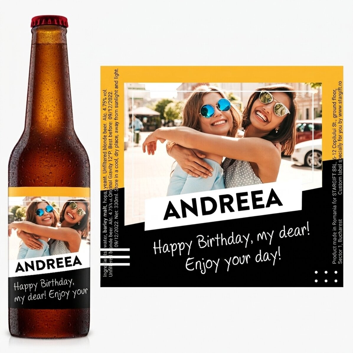 Personalised beer with a photo and text - Cheers