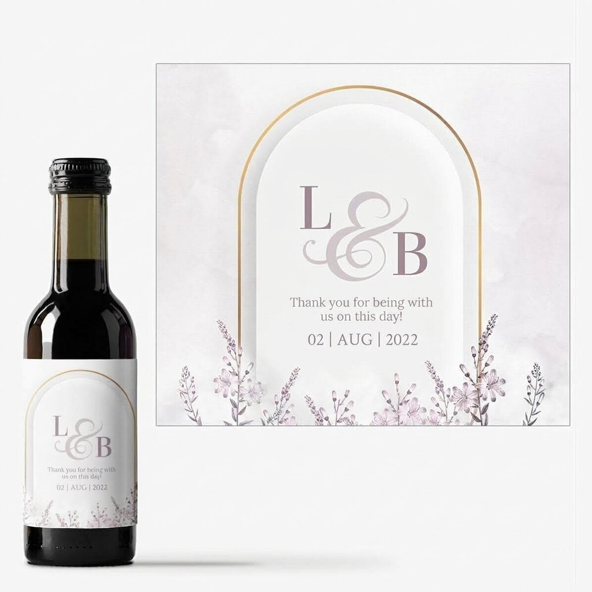 Mini wine bottle personalised with text - Wedding favour