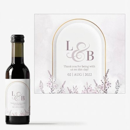Mini wine bottle personalised with text - Wedding favour
