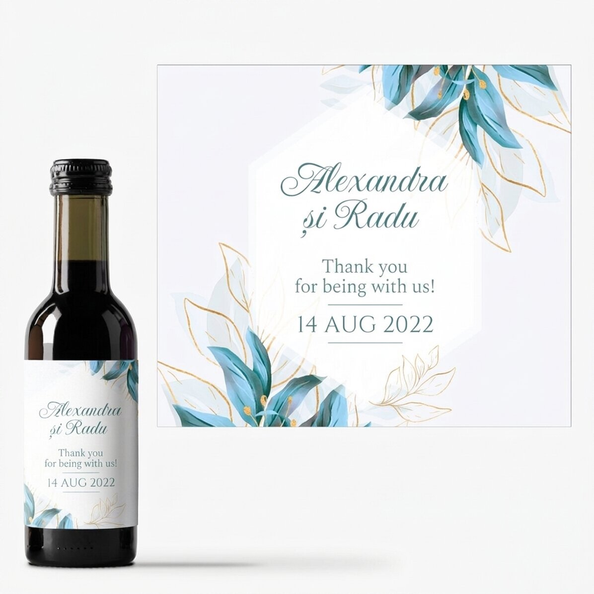 Mini bottle of wine personalised with text - Thank you