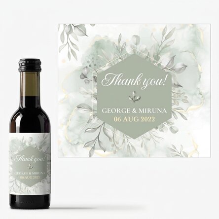 Mini bottle of wine personalised with text - Thank you!