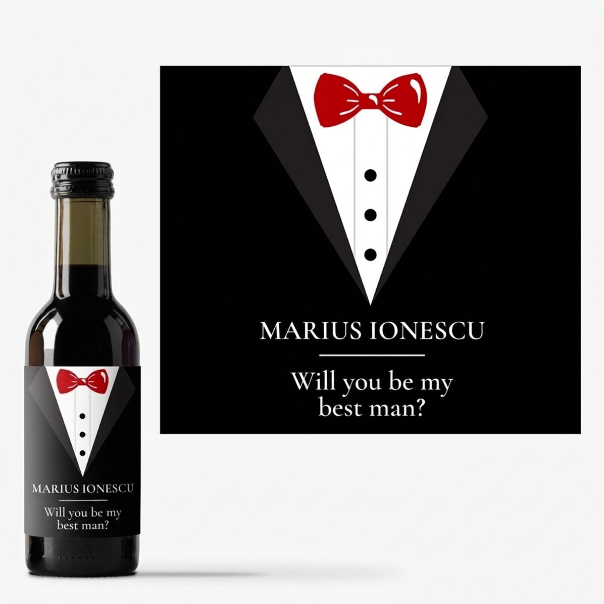 Mini wine bottle personalised with text - Best man