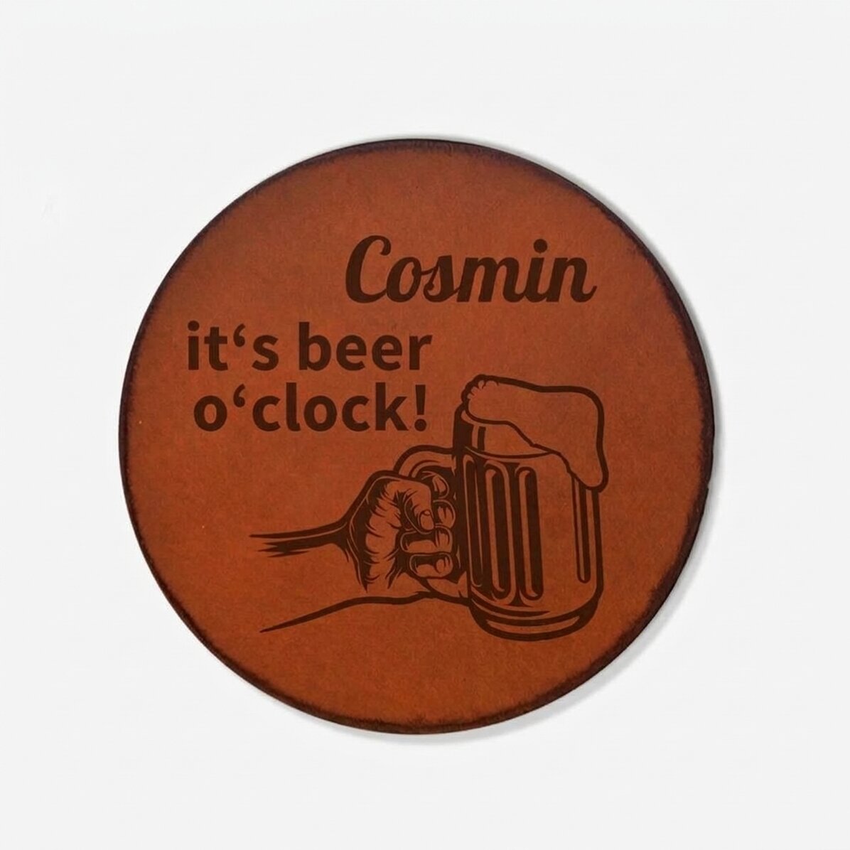 Personalised leather cup holder with text - It