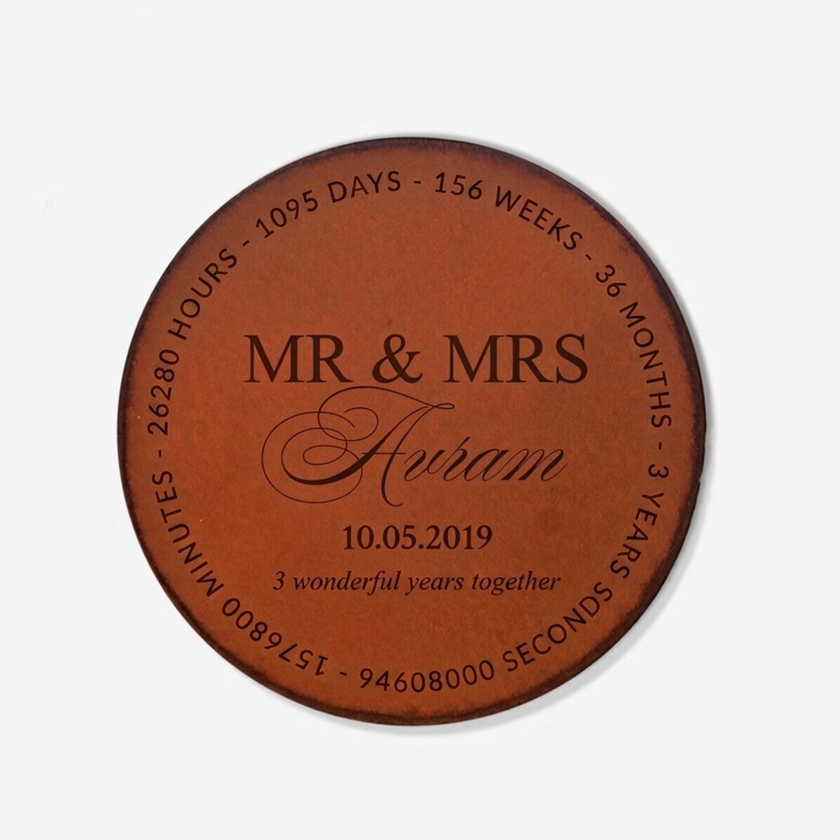 Personalised leather cup holder with text - Mr & Mrs