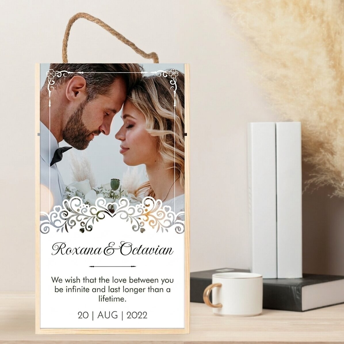 Wine box for 2 bottles personalised with a photo and message - Wedding anniversary