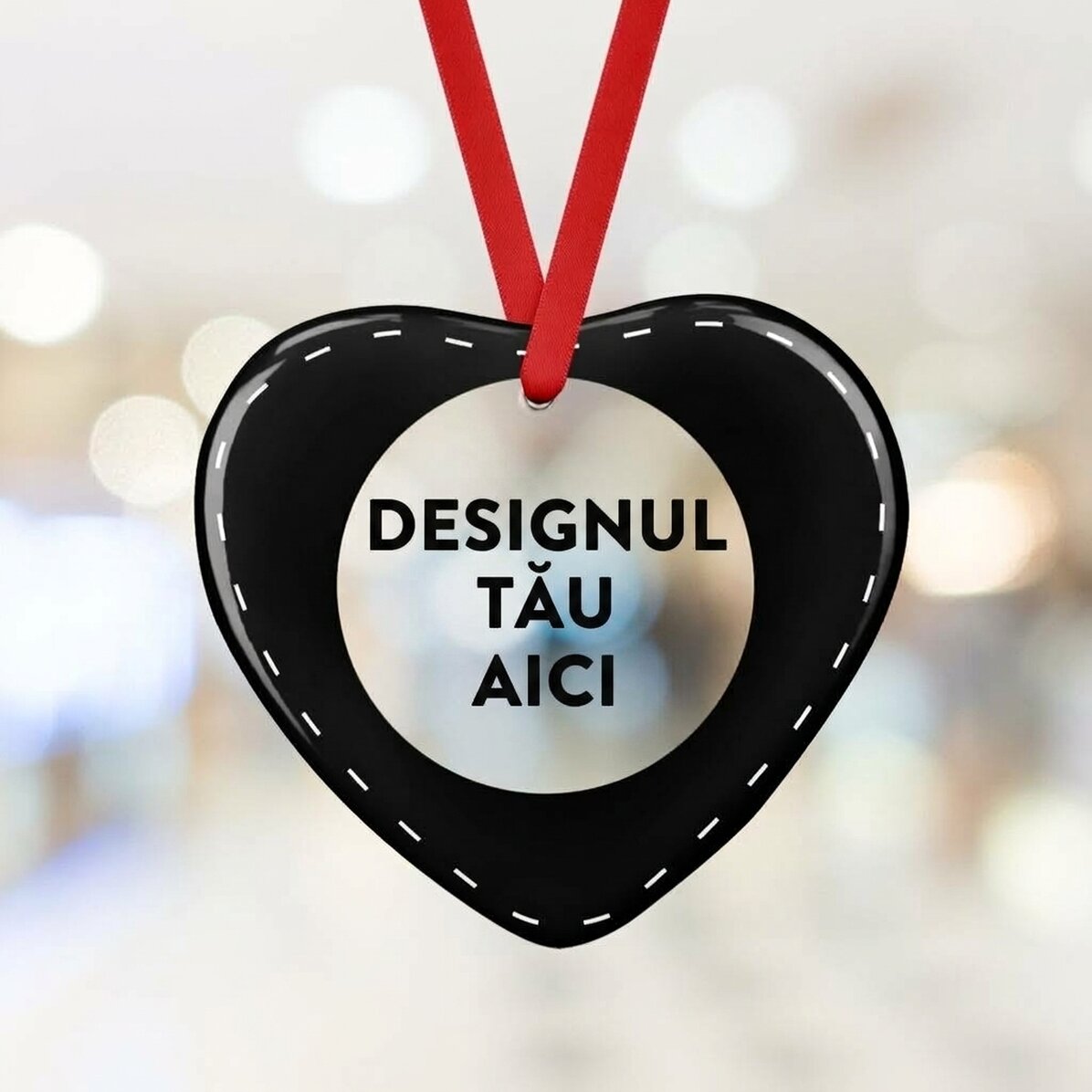 Heart-shaped glass ornament personalised with your own design