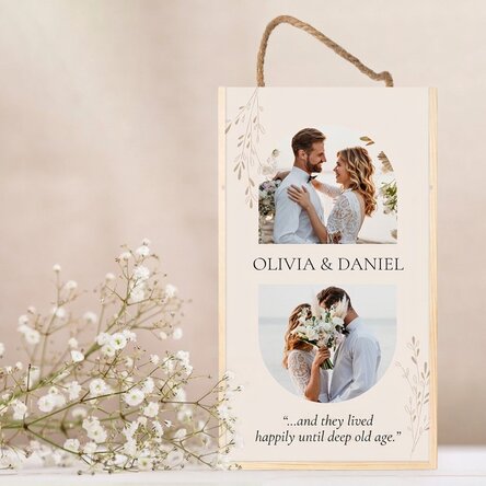 Wine box for 2 bottles personalised with 2 photos and a message - Moments