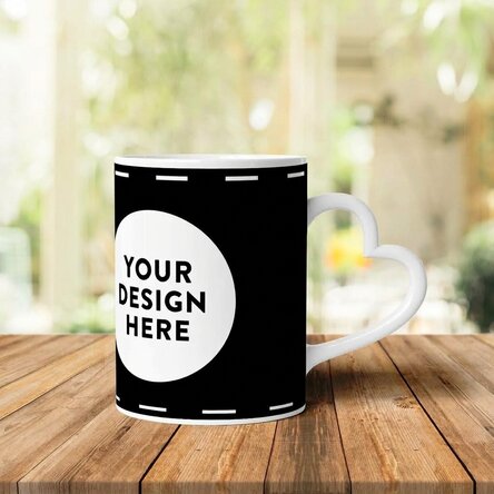 Personalised mug with your landscape graphic - heart-shaped handle model