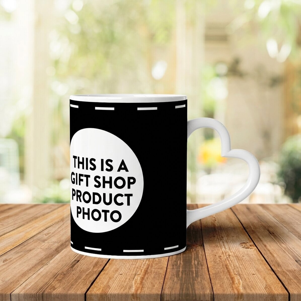 Personalised mug with your landscape graphic - heart-shaped handle model