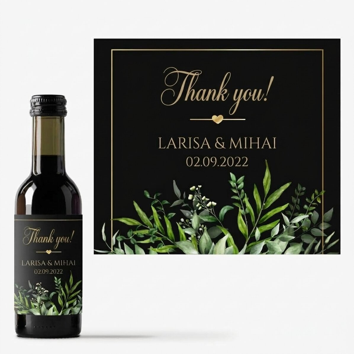 Mini bottle of wine personalised with text - Thank you