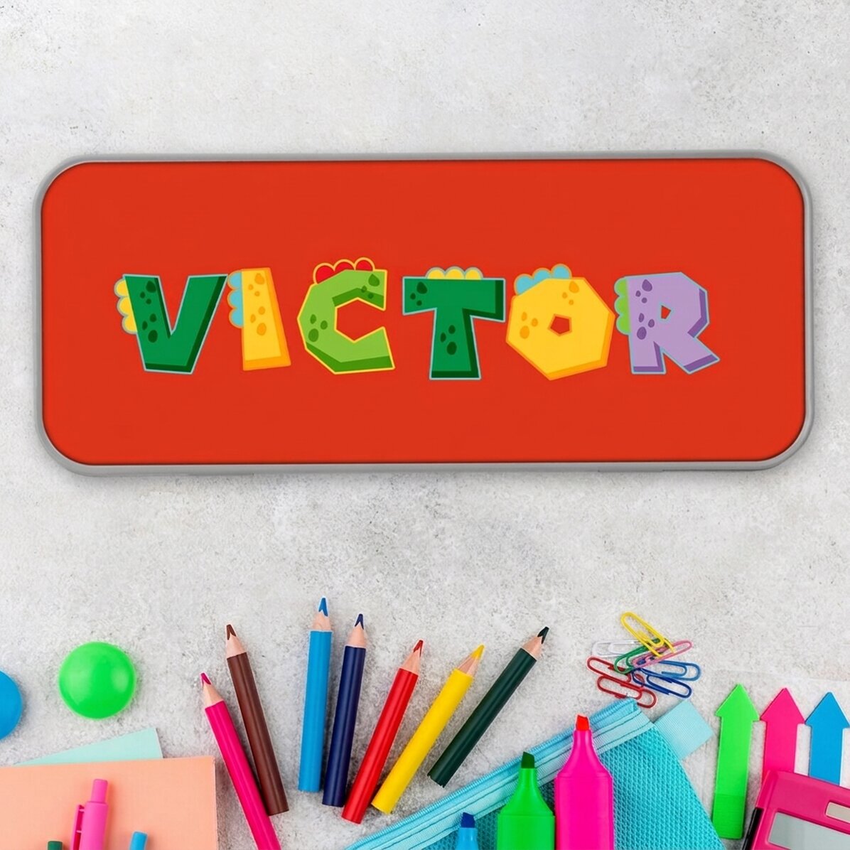 Personalised pencil case with name - Dino